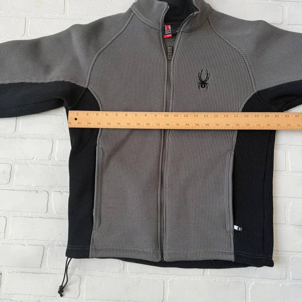 SPYDER Men's Core Sweater Knit Jacket Grey Black Insulated Zipper Pockets sz M